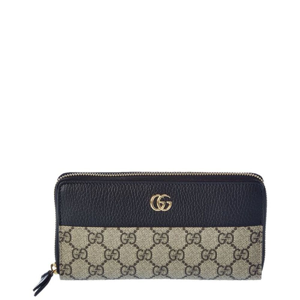 Gucci Gg Marmont Gg Supreme Canvas & Leather Zip Around Wallet